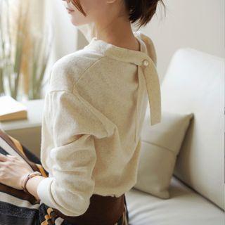 Faux-pearl Perforated Knit Top