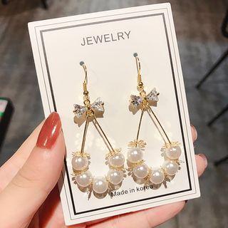 Faux Pearl Dangle Earring 17 - A199 - 1 Pair - Faux Pearl & Bow - One Size