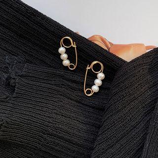 Faux Pearl Pin Shape Earring As Shown In Figure - One Pair