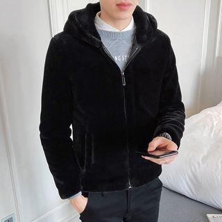 Faux Fur Zip Hooded Jacket