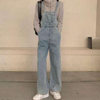 High-waist Loose-fit Denim Jumper Pants