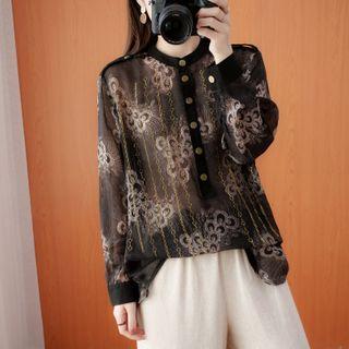 Embroidered Henley Blouse