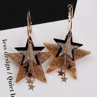 Star Hoop Earring 1 Pair - Gold - One Size