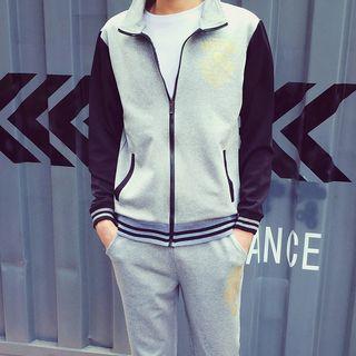 Color Block Mock Neck Zip Jacket