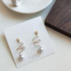 Alloy Star Faux Pearl Swirl Dangle Earring 1 Pair - S925 Silver - White & Gold - One Size