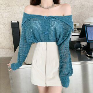 Perforated Cardigan / Zip Mini Fitted Skirt
