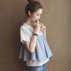 Mock Two Piece Striped Panel Short Sleeve T-shirt