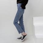 Slit-hem Straight Leg Cropped Jeans