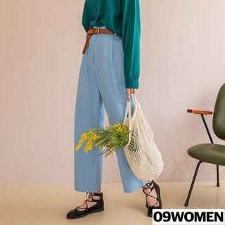Tall Size Band-waist Straight-cut Pants