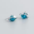 925 Sterling Silver Crystal Planet Earring 1 Pair - S925 Sterling Silver - One Size