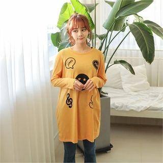 Lettering Patterned Long T-shirt