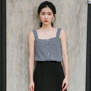 Strap Gingham Top