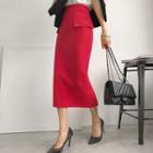 Flap-detail H-line Long Skirt