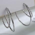 Alloy Layered Open Hoop Earring 1 Pair - Alloy Layered Open Hoop Earring - White Gold - One Size