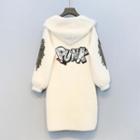 Faux Fur Lettering Single-breasted Hooded Coat