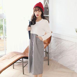 Mock Two-piece Buttoned Dress