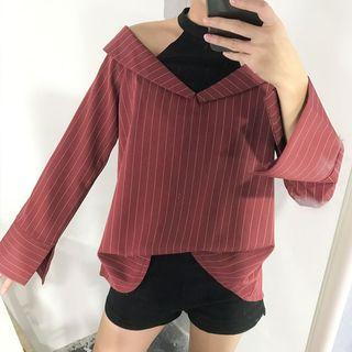 Mock Two-piece Pinstriped Blouse