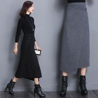 Plain Asymmetric Maxi Skirt