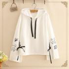 Cat Print Lace-up Hoodie