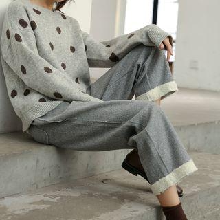 Woolen Panel Wide-leg Pants