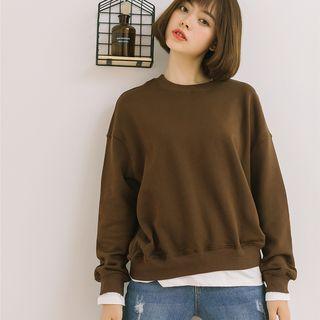 Mock Two-piece Contrast Hem Sweatshirt Coffee - One Size