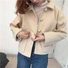 Dual-pocket Buttoned Jacket Almond - One Size