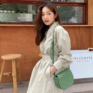 Round Faux-suede Shoulder Bag