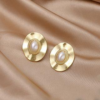 Asymmetrical Metal Stud Earring Gold - One Size