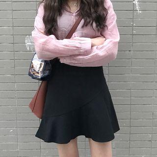 Flounced Mini A-line Skirt