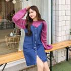 Spaghetti-strap Denim Jumper Dress