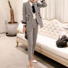 Set: Double Breasted Blazer + Straight Fit Dress Pants