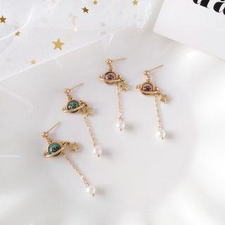 Faux Pearl Resin Planet Dangle Earring
