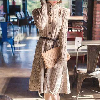 A-line Cable Knit Long Cardigan