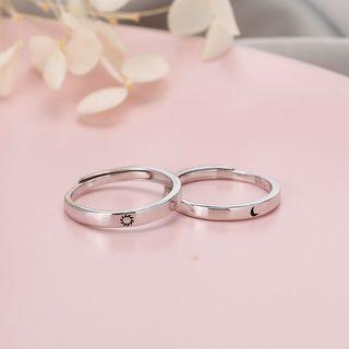 925 Sterling Silver Moon / Sun Open Ring