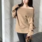 Off Shoulder Sweater Light Coffee - One Size