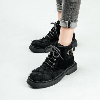 Panel Buckled Short Boots