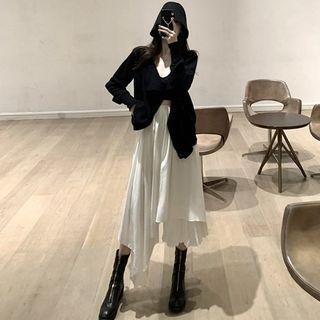 Details Convertible Knit Cardigan / Asymmetric A-line Skirt
