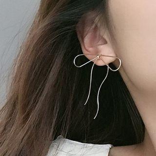 Alloy Bow Earring 1 Pair - 2120 - Earring - Bow - Gold - One Size