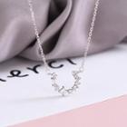 925 Sterling Silver Rhinestone Pendant Necklace Ns346 - One Size