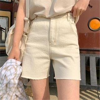 Band-waist Frey-hem Shorts