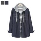 Hood Snap-button Denim Shirt