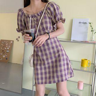Plaid Short-sleeved Dress