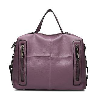 Zip-accent Faux Leather Shoulder Bag