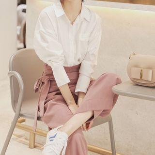 Set: Plain Shirt + Cropped Dress Pants