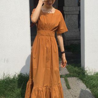 Cutout-back V-neck Tie-waist Dress