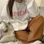 Faux Pearl Lettering Sweatshirt