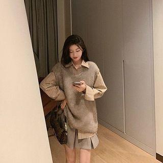 Furry Open-front Cardigan / Knit Vest