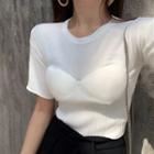 Short-sleeve Knit Panel Top