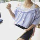 Mock Two Piece Short-sleeve Blouse