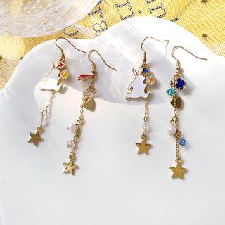 Non-matching Alloy Rabbit Star Dangle Earring